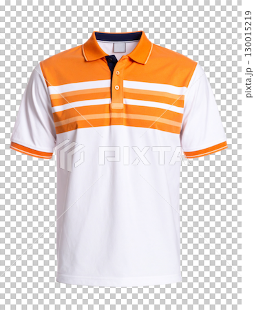 White and orange polo shirt with transparent background 130015219