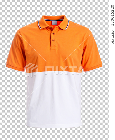 White and orange polo shirt with transparent background White and orange polo shirt with transparent background 130015220