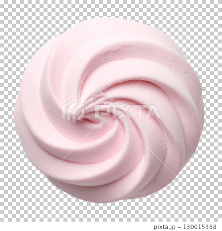 Pink meringue swirl with transparent background creating a delicious visual 130015388