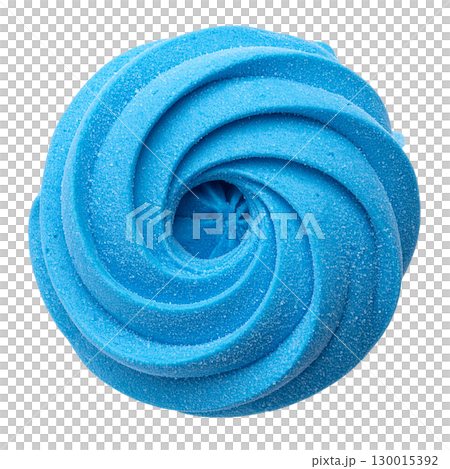 Blue meringue swirl with transparent background creating a mesmerizing spiral Blue meringue swirl with transparent background creating a mesmerizing spiral 130015392