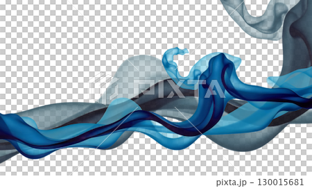 Flowing blue silk fabric creating abstract wavy pattern Flowing blue silk fabric creating abstract wavy pattern 130015681