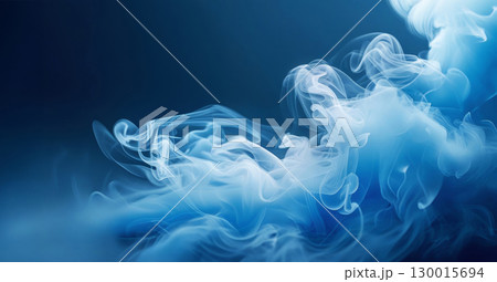 White smoke moving and swirling on dark blue background 130015694