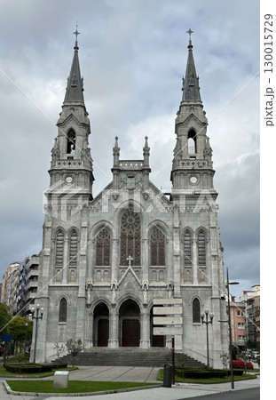 The impressive facade of the Church of San Nicolas de Bari in Aviles, Spain. 130015729