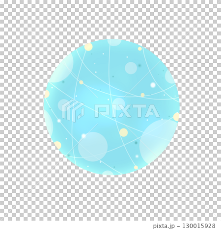 水色の透明感のあるかわいい水玉模様の水星イラスト 130015928