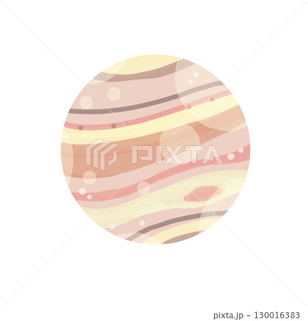 カラフルでかわいい水玉とストライプのピンクの木星イラスト 130016383