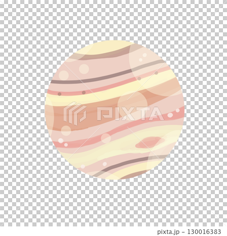 カラフルでかわいい水玉とストライプのピンクの木星イラスト 130016383