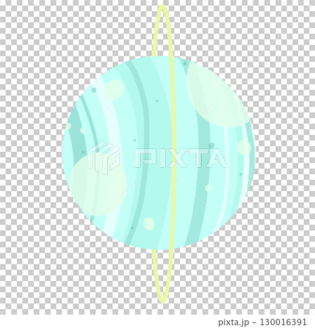 可愛、流行、色彩鮮豔、寶石般的藍綠色天王星插圖 130016391