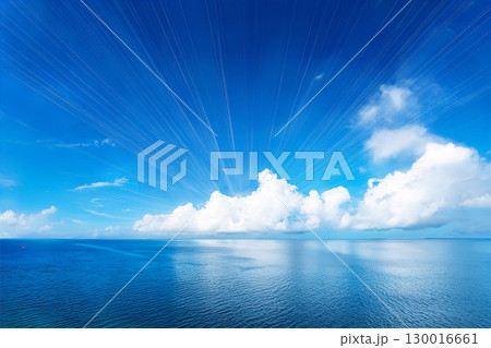 ある晴れた日の青い海と青い空 130016661