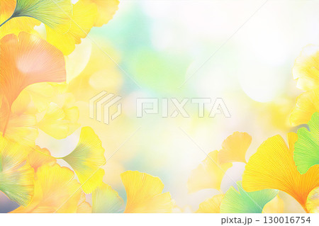 黄色く色づいたイチョウの背景素材 黄色く色づいたイチョウの背景素材 130016754