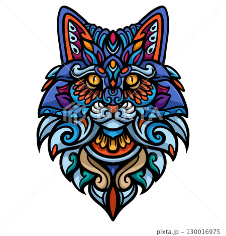 Wolf head mandala arts isolated on white background 130016975