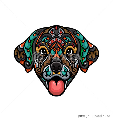 Dog head mandala arts isolated on white background Dog head mandala arts isolated on white background 130016978