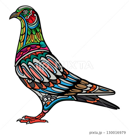 Dove bird mandala arts isolated on white background Dove bird mandala arts isolated on white background 130016979