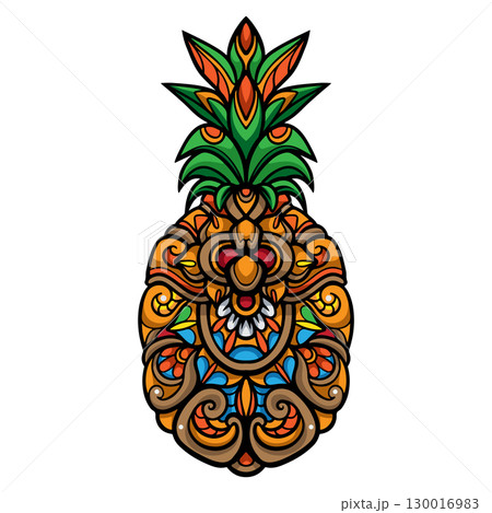 Pineapple fruit mandala arts isolated on white background 130016983