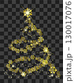 A decorative golden Christmas tree spiraling upward, embellished with intricate snowflakes and sparkling effects. This festive vector illustration captures the holiday spirit with elegance 130017076