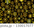 A collection of intricate golden snowflakes fills the dark background, creating a captivating and festive vector illustration perfect for winter-themed decor or seasonal designs 130017077
