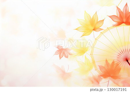 紅葉と和傘の背景素材 130017191