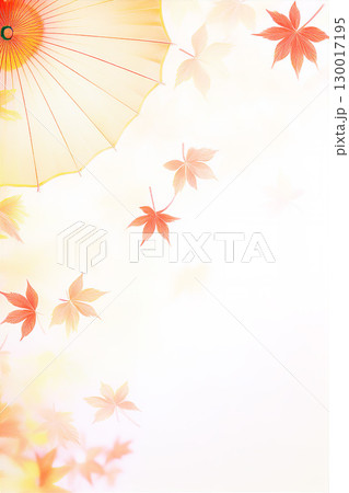 紅葉と和傘の背景素材 130017195