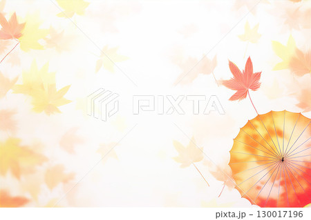紅葉と和傘の背景素材 130017196