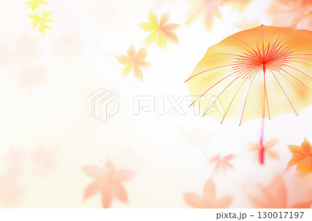 紅葉と和傘の背景素材 130017197
