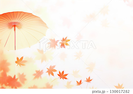 紅葉と和傘の背景素材 130017282