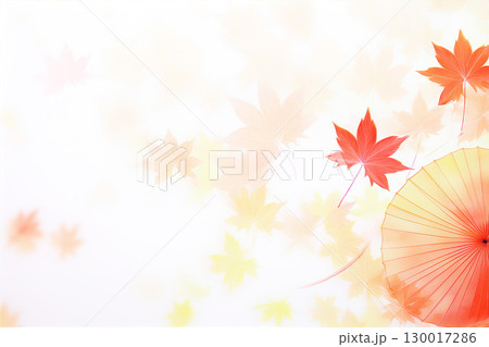 紅葉と和傘の背景素材 130017286