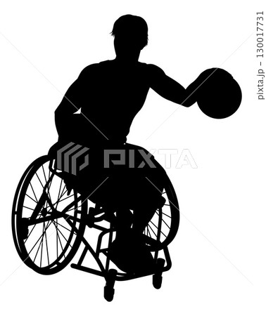 Silhouette of Wheelchair Basketball Man 130017731