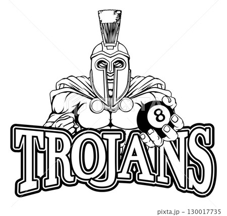 Spartan Trojan Pool Ball Billiards Mascot Cartoon 130017735
