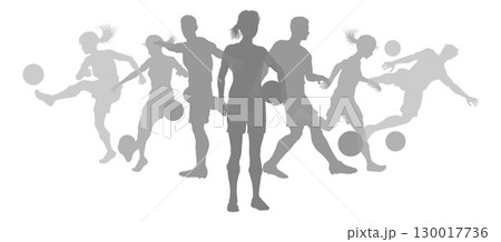 Soccer Football Players Men Women Silhouettes Soccer Football Players Men Women Silhouettes 130017736