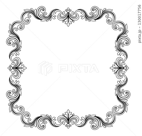 Filigree Heraldic Crest Motif Floral Pattern Frame 130017756