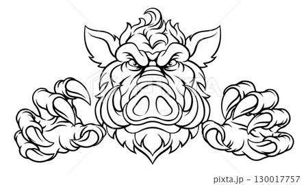 Boar Wild Hog Razorback Warthog Pig Sports Mascot Boar Wild Hog Razorback Warthog Pig Sports Mascot 130017757