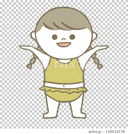 Child in swimsuit, smiling, yellow Child in swimsuit, smiling, yellow 130018176