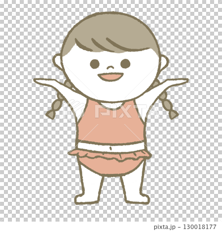 穿泳衣的孩子,微笑,粉紅色 穿泳衣的孩子,微笑,粉紅色 130018177