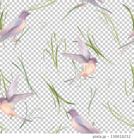 Hand painted watercolor grasses and swallows in soft spring greens. Fresh Spring Meadow Seamless Pattern. Brushstrokes as scattered wild herbs and birds in flight. Minimalist botanical repeat. Hand painted watercolor grasses and swallows in soft spring greens. Fresh Spring Meadow Seamless Pattern. Brushstrokes as scattered wild herbs and birds in flight. Minimalist botanical repeat. 130018252