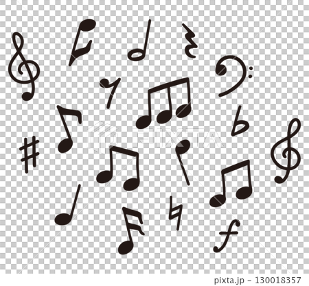 手書きのかわいい音符記号のセット 手書きのかわいい音符記号のセット 130018357