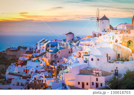 Oia village at night, Santorini 130018703