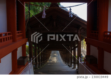 冬の岡山県岡山市　三備一宮　吉備津神社　廻廊 130019449