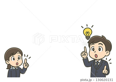 電球アイコンと指を立てる男性のひらめきイラスト 130020131