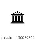 bank icon illustration in black color isolated on white background. bank vector icon, museum, university 130020294