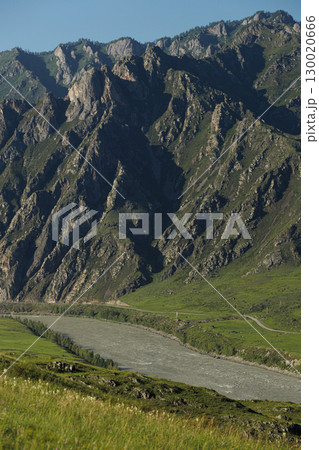 Altai Mountains covered with green grass. Nature photo Altai Mountains covered with green grass. Nature photo 130020666