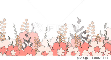 Hello spring banners collection. Background with color leaves, flowers. Nature concept design. Modern floral compositions in trendy flat simple style. Vector illustration for poster, greeting card 130021154
