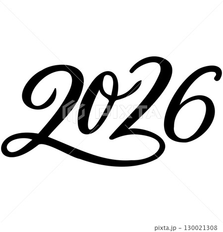 Vector 2026 year black handwriting font. White background. Isolated typography text for design Vector 2026 year black handwriting font. White background. Isolated typography text for design 130021308