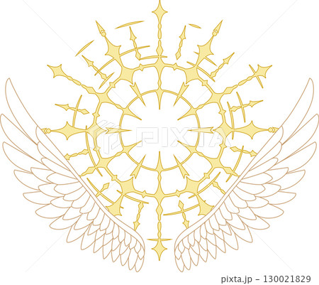 光輝く光の輪と天使の羽 130021829
