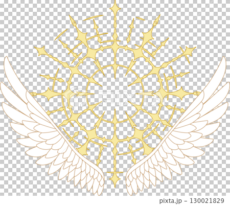 光輝く光の輪と天使の羽 130021829