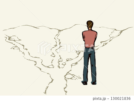 Man at the crossroads. Vector drawing 130021836