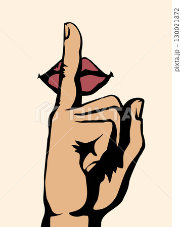 The finger shows quietly. Vector drawing The finger shows quietly. Vector drawing 130021872