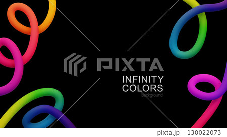 Colorful Infinity Gradient Lines on Black Background 130022073