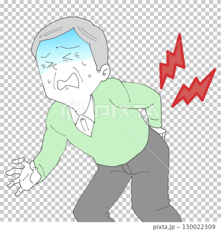 腰が痛いシニア男性2 青ざめる 130022309