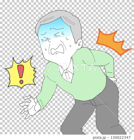 腰が痛いシニア男性3 青ざめる 130022347