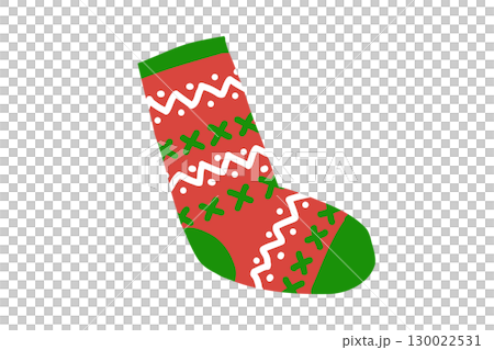 赤と緑の模様入りクリスマスソックスのイラスト 赤と緑の模様入りクリスマスソックスのイラスト 130022531