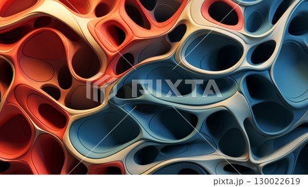 Abstract organic texture with fluid shapes in red and blue tones Abstract organic texture with fluid shapes in red and blue tones 130022619